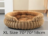 Notch Style Round Pet Bed With Removable Cover, Warm Plush All Season Cat Dog Bed, Coffee, Size XL, V1221-XM-LB2824-GM115