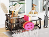 Stainless Steel Sink Organizer Self Draining Sponge Holder Matte Black V1237-ZY-818-108