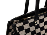 Black and gray color-matched tote bag large capacity, can be carried by hand or cross-body, V1102-M-SHOE-32531-GRAY-13A24149
