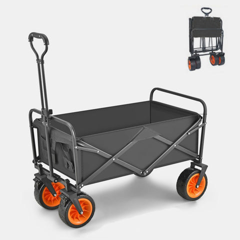 8 Inch Wheel Black Folding Beach Wagon Cart Trolley Garden Outdoor Picnic Camping Sports Market V255-TROLLEY-8INCH-BK