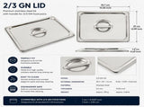 Commercial Stainless Steel GN 2/3 150mm Deep Gastronorm Bain Marie Buffet Steam Table Food Pan with V324-2-3GNPAN-15CM-WLID