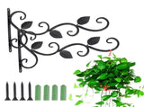 3 Leaves Style Metal Hanging Plant Brackets 12 inches x 7.5 inches,Pack of 2,Wall Mount Plant V1366-AZ2-W-24461