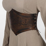 Medieval-Style Women's Leather Belt with Lace-Up Design, 115cm V888-ELOSUNG28607