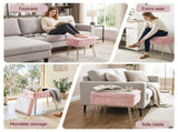 Artiss Storage Ottoman Vanity Foot Stool Pink FS-D-TED01-PK