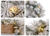 Christabelle Snowy Dorset Pine Christmas 2pc Set 61cm Christmas Wreath and Garland with LED Lig CMB-WFLSD-WG