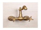 Antique Bathtub Faucet Dual-Handle Brass Wall-Mounted Tub Faucet with Shower, Hot & Cold Mixer, V1107-113-40944-BRO-SHORT4