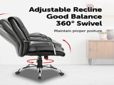 PU Leather Office Chair Ergonomic Executive Swivel Desk Chair with Padded Seat in Black V63-774965