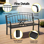 Gardeon Outdoor Garden Bench Seat Loveseat Steel Foldable Table Patio Furniture Black GB-STEEL-TABLE-C-BK