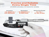 Micrometer Set, Digital Outside Micrometer 0-25.4 mm Measuring Range, 0.001 mm Resolution, V952-QFCTZWJQFC01PF0V5001V9