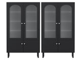 Artiss 2x Buffet Sideboard Cabinet Pantry 5-Tier Storage Cupboard Fluted Black FUR-S-SID-04-BK-ABX2