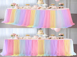 2 Pack 6ft Rainbow Table Skirt for Birthday Party Tulle Table Skirt for Baby Shower Girl Boy Gender V1370-AZ4-01561