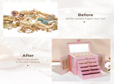 CARLA HOME 6-Layer Large Jewelry Box for Women withDrawers, Mirror, Lock, Necklace Hooks & Side V178-36227