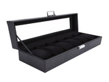 Watch Box Black 6 Slot Leather Watch Case with Pillows for Watches Storage Collections V1294-YM0901-3117250225011
