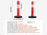 2 Pack Traffic Delineator Posts, 1140 mm Traffic Safety Cones with Fillable Base and Reflective V952-TCDZJTJSZHS4ZA5MR001V0