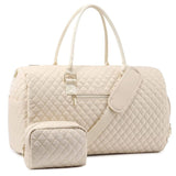 Travel Duffel Bag with Shoe Compartment Wet Pocket Sports Gym Overnight Bag - Beige V1308-DSZKI-2468-3
