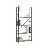 CARLA HOME 5 Tier Bookshelf - Industrial Display Shelf - Brown - Rustic - Steel - Living Room Office V178-36414