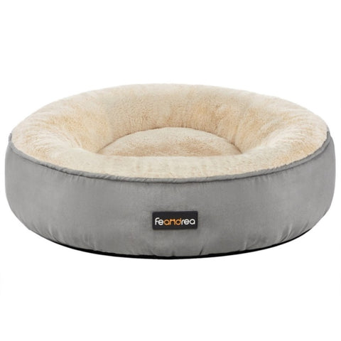 FEANDREA 50cm Dog Sofa Bed Round Shape Fabric Light Grey V227-3309641001080