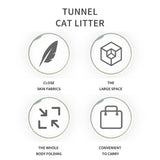 Grey Foldable Cat Tunnel Bed - Plush 2-in-1 Pet Nest with 26cm Wide Opening, Non-Slip Base and V888-ELOSUNG53674