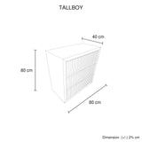 Tallboy MDF Brown Colour Waveform Design Three Drawers V43-TBY-TOBY