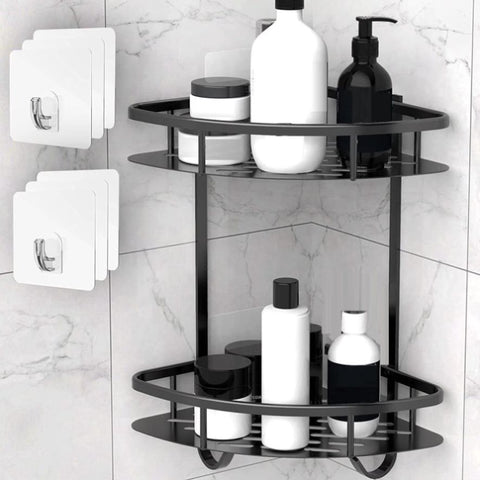 2 Pack Aluminum Adhesive Shower Caddy Corner Shelf Storage Rack for Bathroom V178-84534