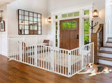 PaWz Wooden Pet Gate Dog Fence Safety White 6 Panels PT1060-6XL-WH