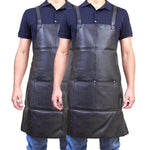 2x Pierre Cardin Professional Leather Apron Butcher Woodwork Barber Chef - Black V563-PC3432-BLACK_2X