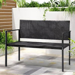 Gardeon Outdoor Garden Bench Seat Rattan Chair Steel Patio Furniture Park Grey GB-RATTAN-GE