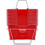 Shopping Basket, Set of 12, 21L Durable Plastic Grocery Basket with Metal Handle and Stand, 425 x V952-GXSBSSLGWLHS3TB5BV0