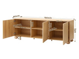 Artiss Buffet Sideboard Cabinet 2-Tier Fluted Kitchen Storage Ball Legs Pine FUR-Z-SID150-RND-WD-AB