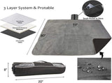 Black and Grey 3-Layer Waterproof Outdoor Blanket Portable, All-Weather Picnic & Camping Mat with V888-ELOSUNG36977