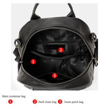 Lychee-grain leather backpack wear-resistant, large capacity, casual travel & commute, multiple V1232-SJB-ZP-001
