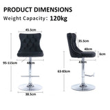SERENIT Black Velvet Bar Stools Adjustable Swivel Counter Height Chairs with Tufted Back and V255-GP2211R-BLACK