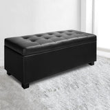 Artiss Storage Ottoman Blanket Box 97cm Leather Black OTM-L2-BK