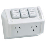 10A 250V Twin Switch Socket Outlet with Extra Switch, Resistant Grey V1202-V1-CLIWSC2272XRG