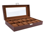 Watch Box with Watch Pillows Vintage Brown Leather 12 Slot Watch Case for Watch Display Storage V1294-YM0901-3117250163711