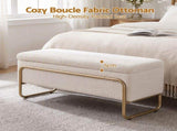 Artiss Storage Ottoman Boucle Padded Seat Footrest Hidden Storage Cream White OTM-C-TED01-CR