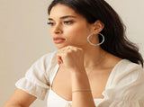 S925 Sterling Silver Hoop Earrings for Women, Lightweight Hypoallergenic Large Silver Hoops, 30 mm V1237-MS-724-149