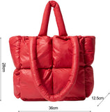 Large Quilted Tote Bag Lightweight, Checkered Shoulder Bag Casual Solid Color Underarm Bags Red V1188-WTJ-QDH-01472