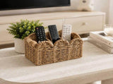 Woven Desktop Organizer ,8.27in Natural Fiber 3-Slot Storage Caddy with Scalloped V1369-AZ3-W-14725