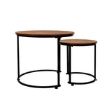 Levede Round Nesting Table Coffee Table Wood Side Table CH1156-60-BR