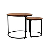 Levede Round Nesting Table Coffee Table Wood Side Table CH1156-60-BR_NZ