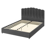 Artiss Bed Frame Double Size Velvet Grey FION BFRAME-H-FION-D-GY-ABC