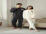 Dark Gray Men's Warm & Cozy Semi-Flannel Couple's Pajamas Knitted Digital Pattern, Soft Fleece V888-ELOSUNG50073