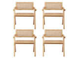 Artiss 4x Dining Chairs Wooden Rattan Seat Rubber Wood Frame DINC-L-RAT-WDX4