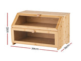 Artiss Bamboo Bread Box 2-Tier Kitchen Countertop Storage 39cm Natural BBX-2T-WIN-WD