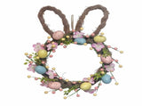 16' Easter Bunny Wreath for Front Door, Spring Rabbit Wreath Decoration with Pastel Speckled Eggs & V1370-AZ4-15954