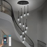 BAMDECOR LT08 12-Heads Solid Crystal Teardrop Chandelier High Ceiling Foyers Entrance Chandeliers V255-BAM-LT08-12-BLACK