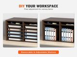 Wood Literature Organizer Adjustable File Sorter 12 Compartments Brown V952-MZWJZLFPJBH12X5B4V0