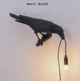 Black Bird Left Wall Lamp Nordic Resin Bird Wall Lamp - Creative Animal Bedside Decorative USB Night V888-ELOSUNG13810