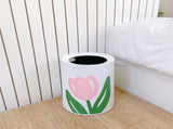 Floral Trash Can Large Mouth Cute Appearance Modern Style Garbage Waste Basket for Kitchen Bathroom V1294-YM0703-3117230064311